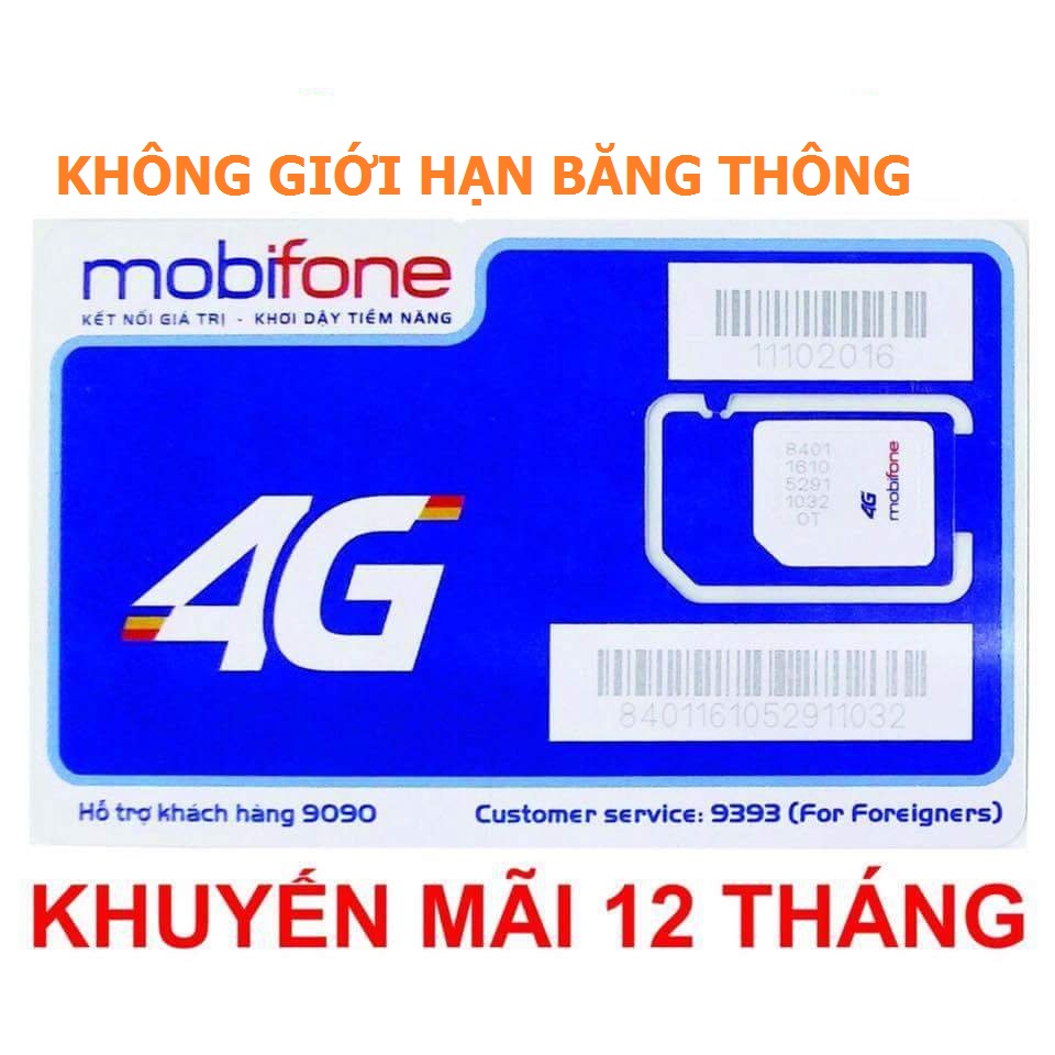 Sim 3G 4G mobi giá rẻ KHÔNG GIỚI HẠN BĂNG THÔNG